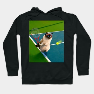 Siamese Cat Playing Tennis Hoodie